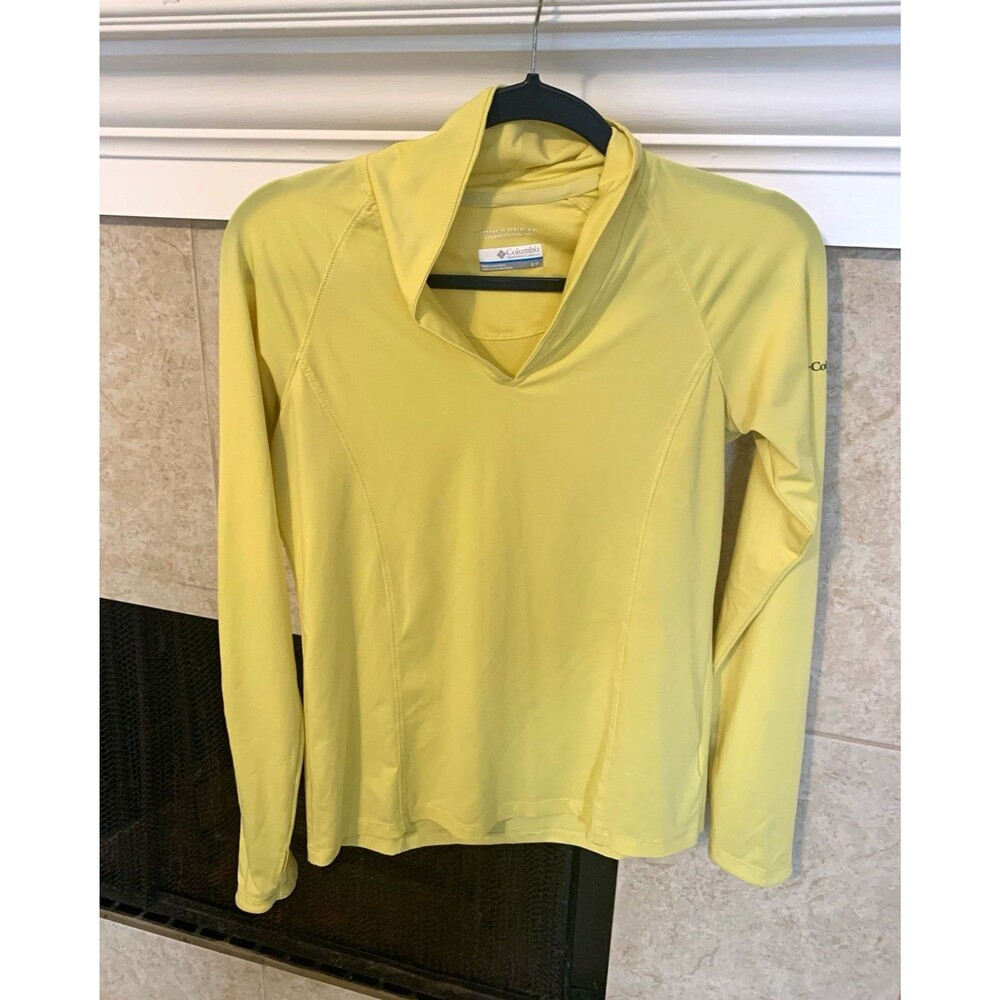 Columbia Omni-Freeze Women's Lightweight Mock Neck Pullover Top Yellow S